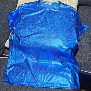 Blue Metallic Ladies Top Swank A Posh - Large